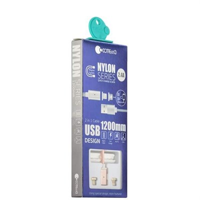 USB дата-кабель COTEetCI M43 с индикатором NYLON USB Lightning & microUSB 2in1+Magnet System CS2157-MRG (1.2 м) Розовое золото - фото 10279