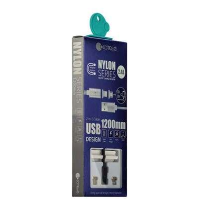 USB дата-кабель COTEetCI M43 с индикатором NYLON USB Lightning & microUSB 2in1+Magnet System CS2157-BK (1.2 м) Черный - фото 10277