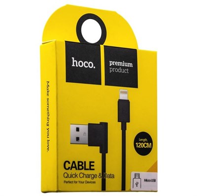 USB дата-кабель Hoco UPM10 L Shape MicroUSB Cable (1.2 м) Черный - фото 10947