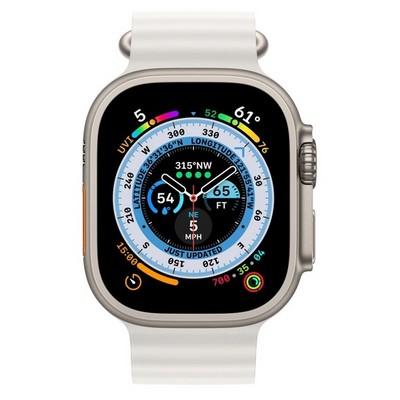 Умные часы Apple Watch Ultra 49 мм Titanium Case, титановый/белый Ocean Band - фото 17340