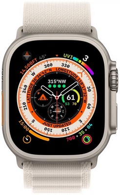 Умные часы Apple Watch Ultra 49 мм Titanium Case, титановый/звездный Alpine Loop - фото 17347