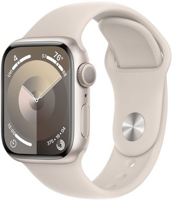 Умные часы Apple Watch Series 9 41 мм Aluminium Case GPS, starlight Sport Band (Сияющая звезда) - фото 18420