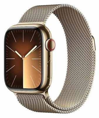 Умные часы Apple Watch Series 9 45 мм Steel Case GPS + Cellular, Gold Milanese Loop - фото 18785