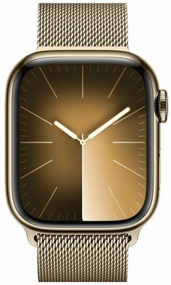 Умные часы Apple Watch Series 9 45 мм Steel Case GPS + Cellular, Gold Milanese Loop - фото 18786