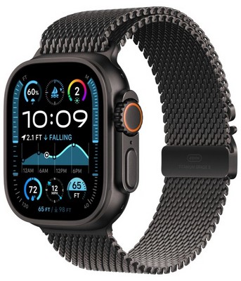 Умные часы Apple Watch Ultra 2 49 мм (2024) Black Titanium Case with Black titanium Milanese loop (миланский черный) Large - фото 19482