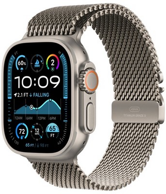 Умные часы Apple Watch Ultra 2 49 мм (2024) Titanium Case with Natural titanium Milanese loop (миланский титановый) Medium - фото 19491