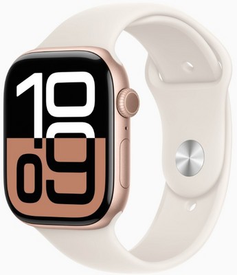 Умные часы Apple Watch Series 10 42 мм Rose Gold Aluminium Case GPS, Starlight Sport Band (Сияющая звезда) - фото 19503