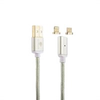 USB дата-кабель COTEetCI M43 с индикатором NYLON USB Lightning &amp; microUSB 2in1+Magnet System CS2157-TS (1.2 м) Серебристый